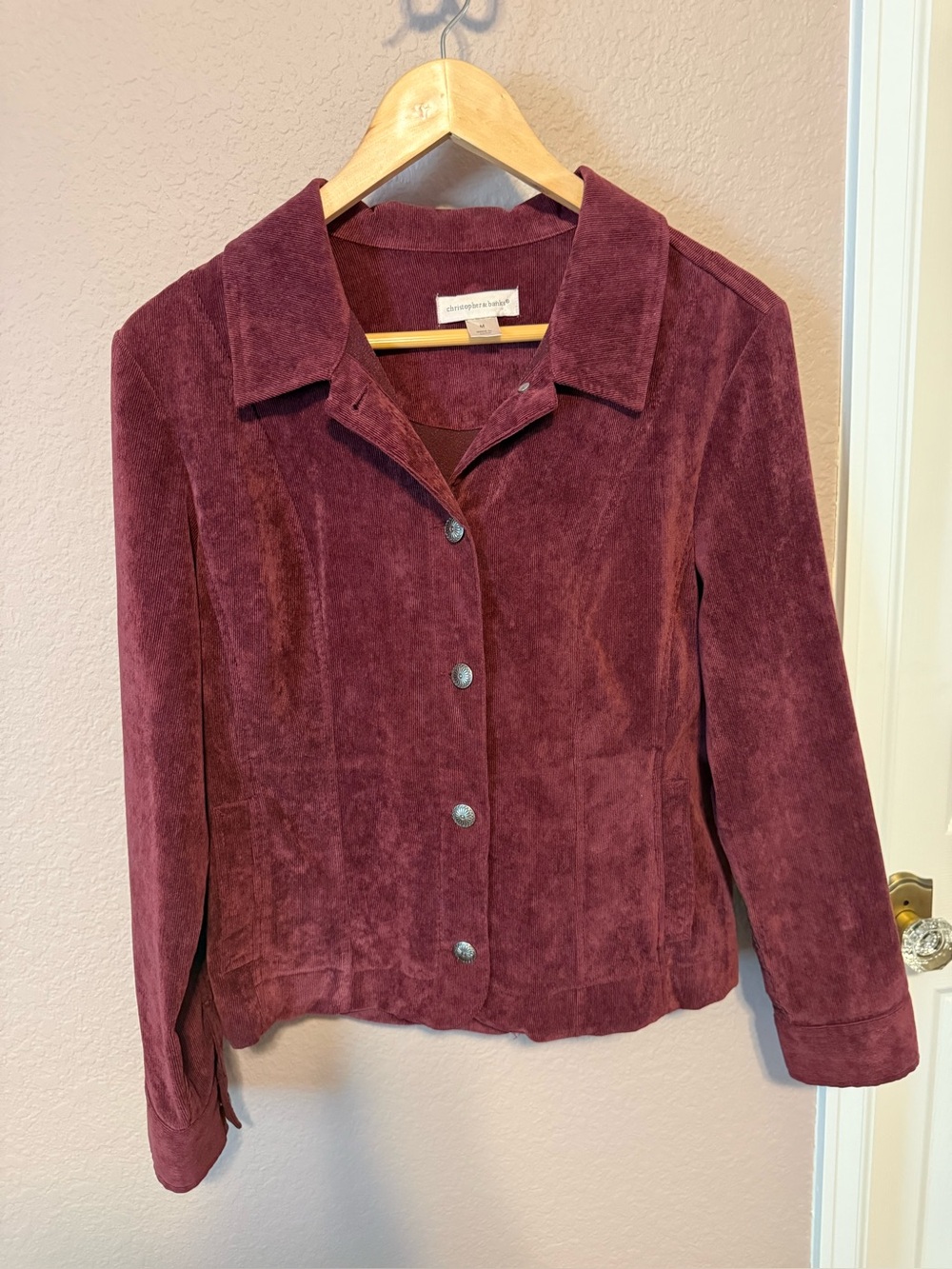 Christopher & Banks Burgundy Suede Button-Down Jacket